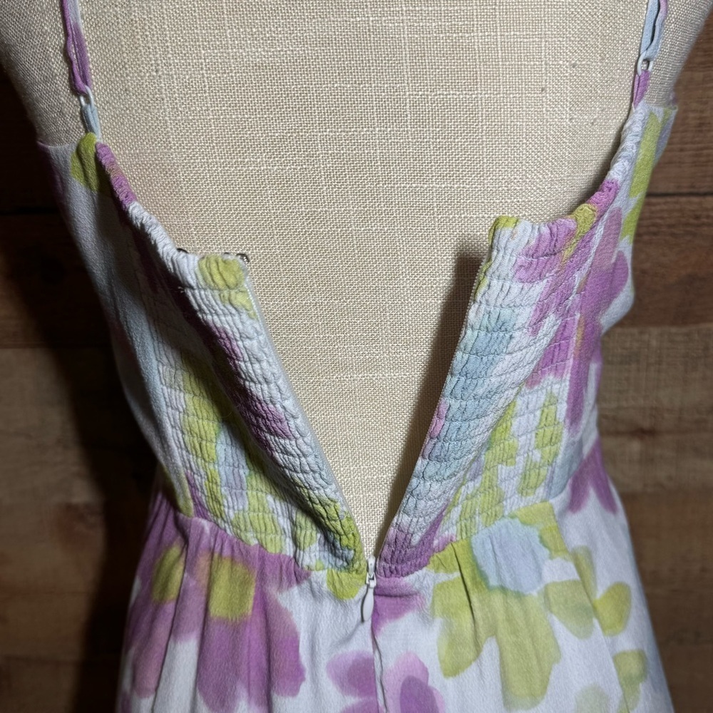 Aritzia Sunday Best Viola Midi Dress Sky/Pear Green Floral Sleeveless Size L - Picture 12 of 16